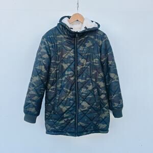 Sanctuary Women’s Reversible Midweight Camo Sherpa Jacket Full Zip XS Small